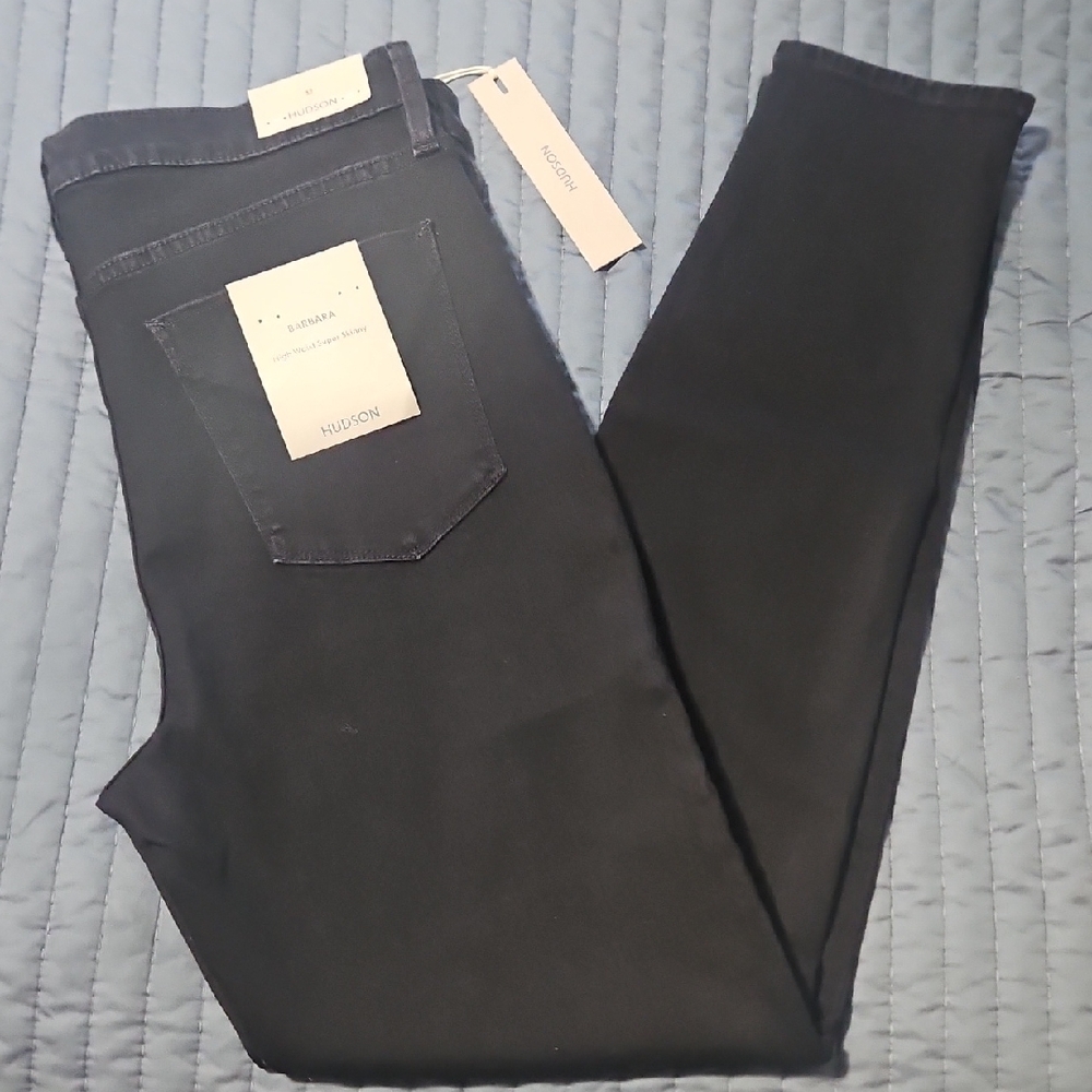 Hudson Barbara High Waist Super Skinny Jeans: Black: Size- 32